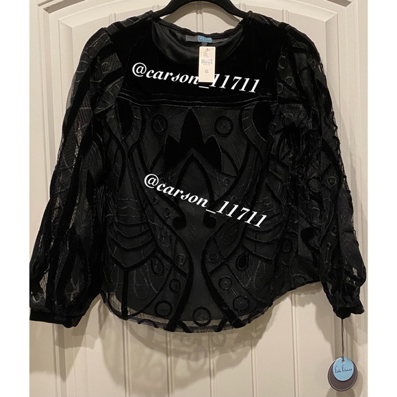 🦄RARE NWT Anthropologie Velvet Patterned Top - Picture 5 of 11